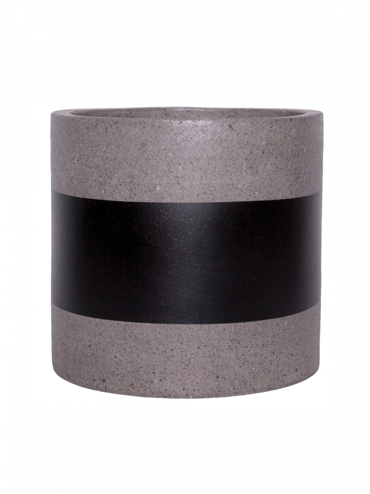Sticks and Stones Outdoor - Cylinder Pot Concrete Pot Black Band around middle