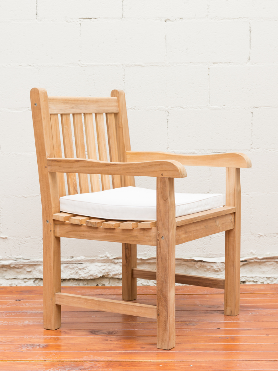 Sticks and Stones Outdoor - Plantation Teak Dining Armchair with Sunproof Cushion White
