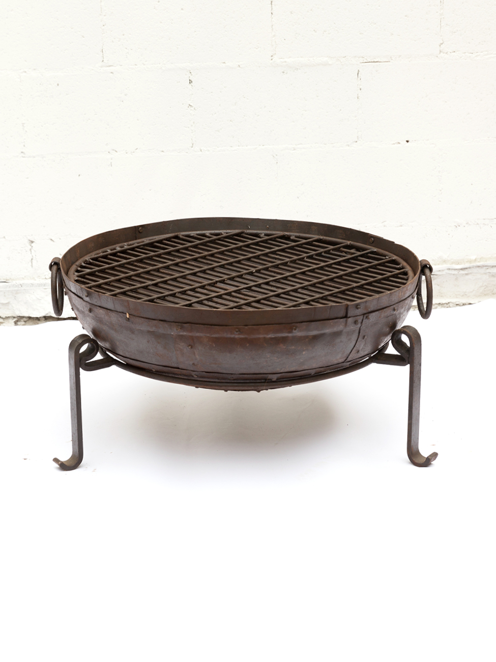 Recycled Indian Kadai Fire Bowl With, Fire Pit Tray